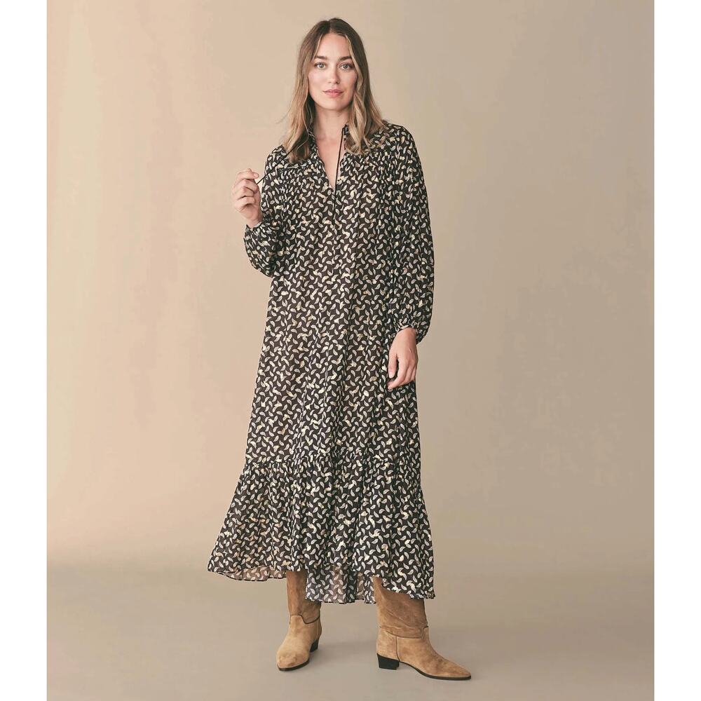 Doen Gilded Falling Leaves Lead Tassel Maxi Dress Size Large